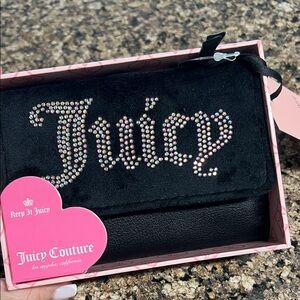 Juicy Couture Black Rhinestone Script Clutch